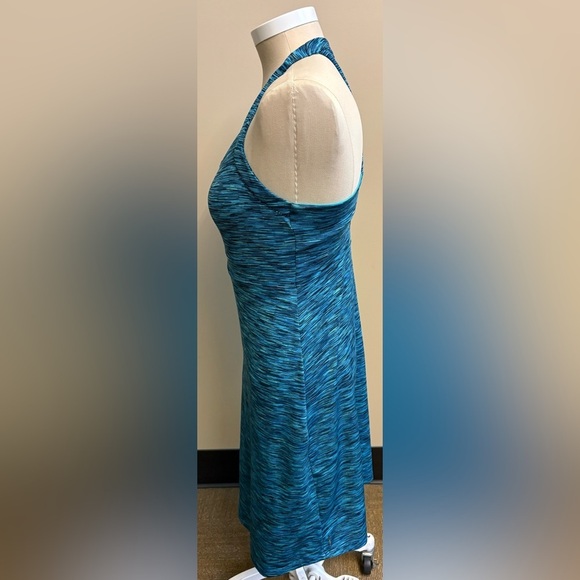 Teal activewear sportsbra knee length stretchy halter dress women's size Medium - Picture 4 of 11